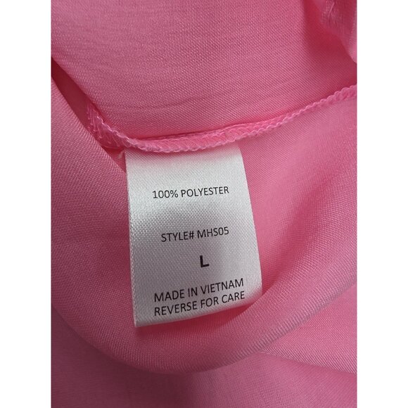 Andree By Unit Shirt Womens Large Pink Sheer Oversized Blouse Button Pocket Top - Picture 7 of 10